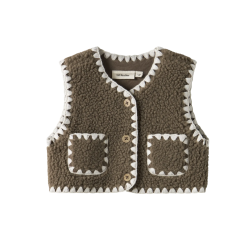 Lil' Atelier Loose Teddy Vest - Shitake