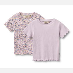 Wheat Alicia Rib T-shirt 2-pak - Pink/blue flowers