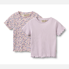 Wheat Alicia Rib T-shirt 2-pak - Pink/blue flowers