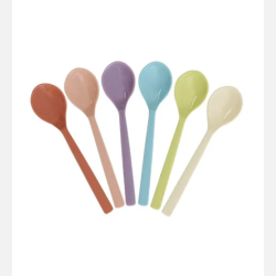 Rice Melamin Ske s�t af 6 stk. - Multifarvet 