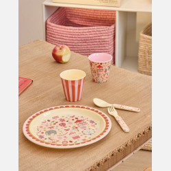 Rice Melamin B�rnetallerken - Fun fair print pink