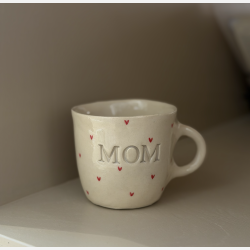 Keramik Kop - Mom m. Sm� R�de Hjerter