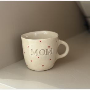 Keramik Kop - Mom m. Sm� R�de Hjerter