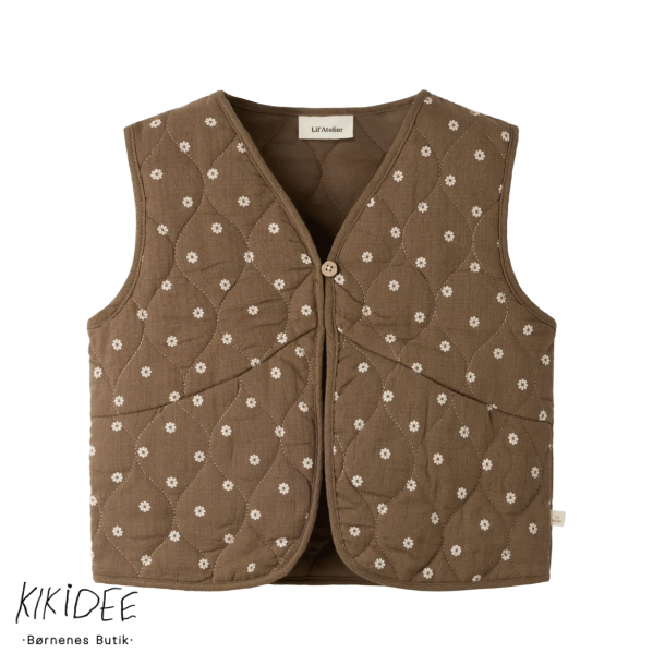 Lil' Atelier Mini Hulla Vest - Teak m. Blomste r