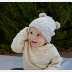 Mp Helsinki Beanie m. Pompons - Beige melange 