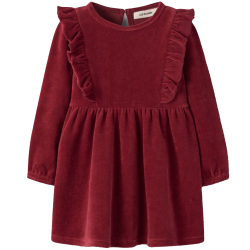 Lil' Atelier Velour Kjole - Biking Red
