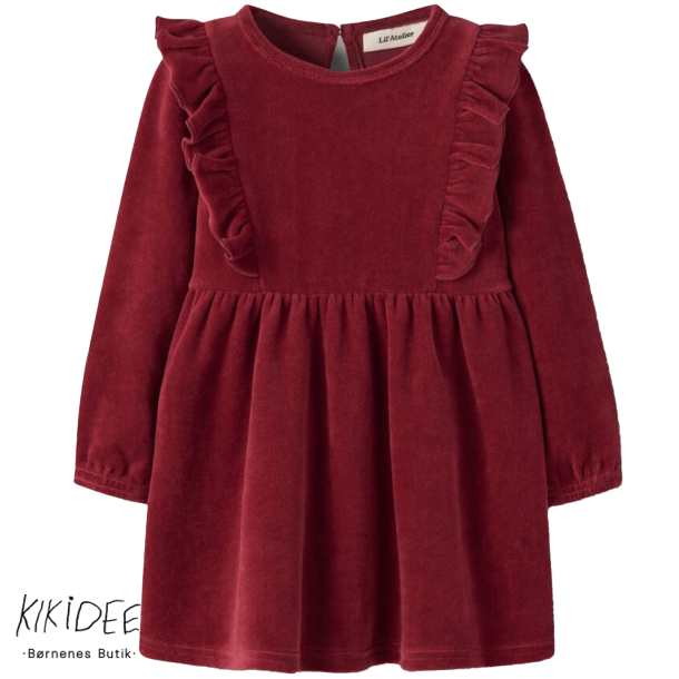 Lil' Atelier Velour Kjole - Biking Red