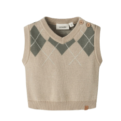 Lil' Atelier Ronan Strik Vest - White Pepper