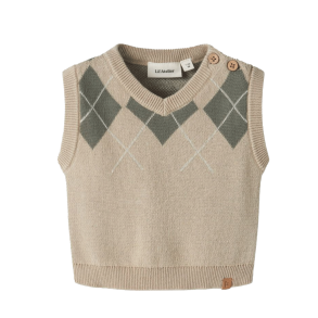 Lil' Atelier Ronan Strik Vest - White Pepper
