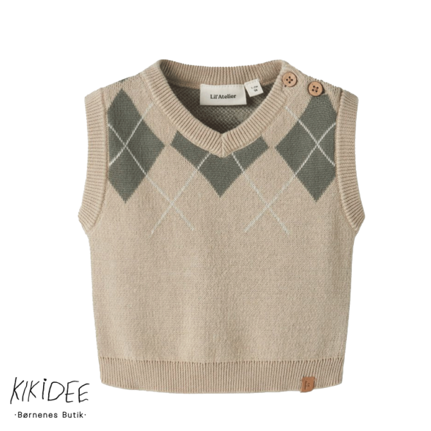Lil' Atelier Ronan Strik Vest - White Pepper