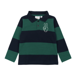 The New Pinon Langrmet Polo - Navy Blazer striped