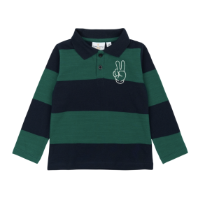 The New Pinon Langrmet Polo - Navy Blazer striped