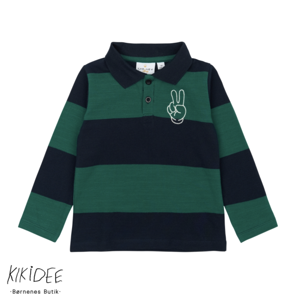 The New Pinon Langrmet Polo - Navy Blazer striped