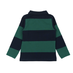 The New Pinon Langrmet Polo - Navy Blazer striped