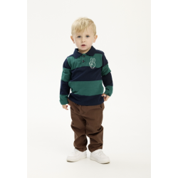 The New Pinon Langrmet Polo - Navy Blazer striped