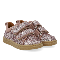 Angulus Glitter-sneakers med Ruskindskanter - Faded rose 