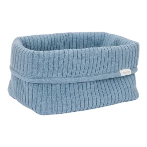 Little Dutch Strikket Opbevaringskurv Stor - Pure Denim Blue