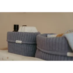 Little Dutch Strikket Opbevaringskurv Stor - Pure Denim Blue