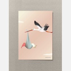 Vissevasse Rosa Storke Kort  - A7