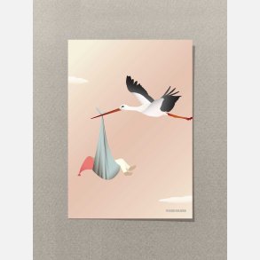 Vissevasse Rosa Storke Kort  - A7