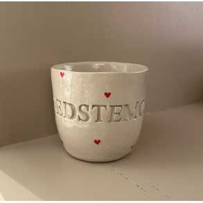 Keramik Kop - Bedstemor Kop m. Hjerter u. Hank 