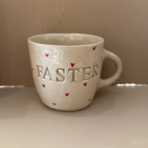 Keramik Kop - Faster m. Hjerter