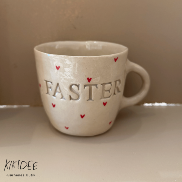 Keramik Kop - Faster m. Hjerter