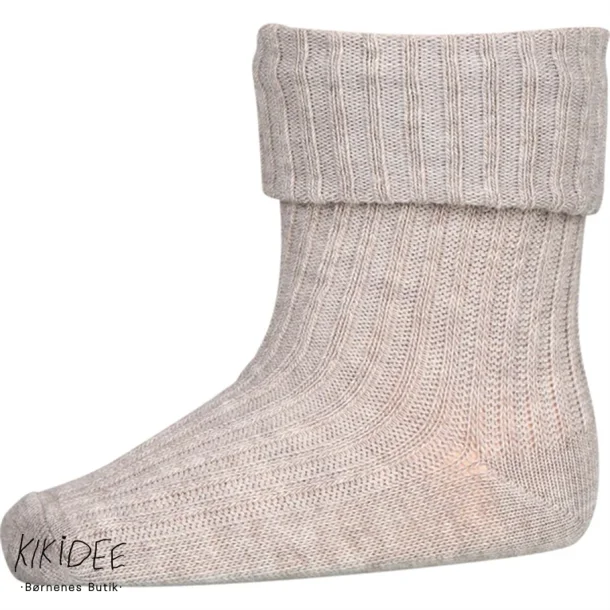Mp Strmper Bomuld Rib - Light brown melange