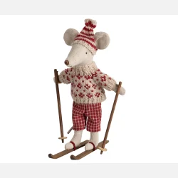 Maileg Vintermus m. Ski - Mor  