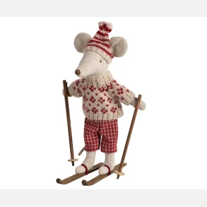 Maileg Vintermus m. Ski - Mor  