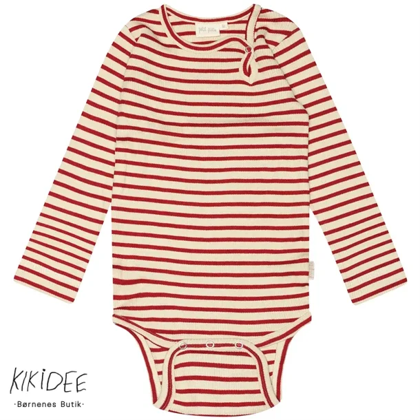 Petit Piao Body - Chili pepper/dark off white striped 
