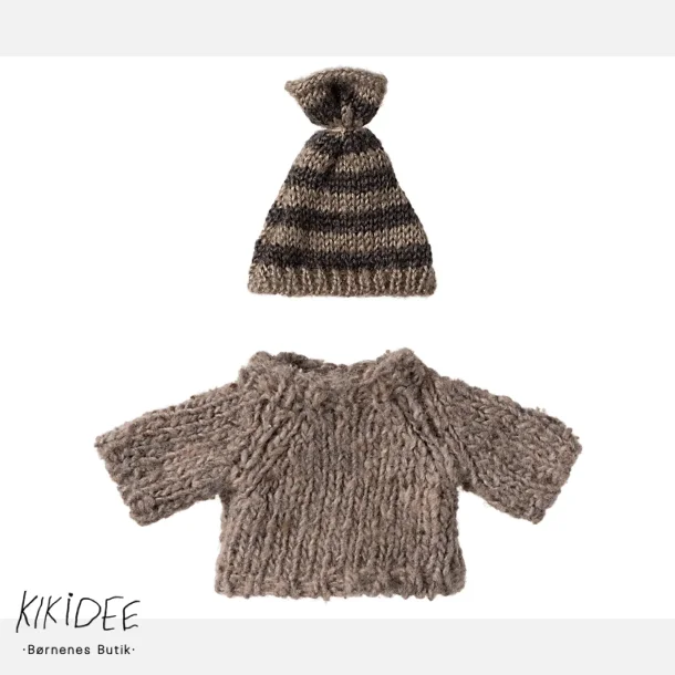 Maileg Strikket Sweater og Hue - Storebror mus