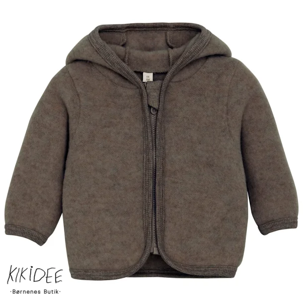 Huttelihut Uld Fleece Jakke m. rer - Brown melange.
